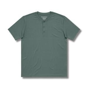 Wool & Prince NWOT Signature Short Sleeve Henley, Spruce Green M Quiet Luxury